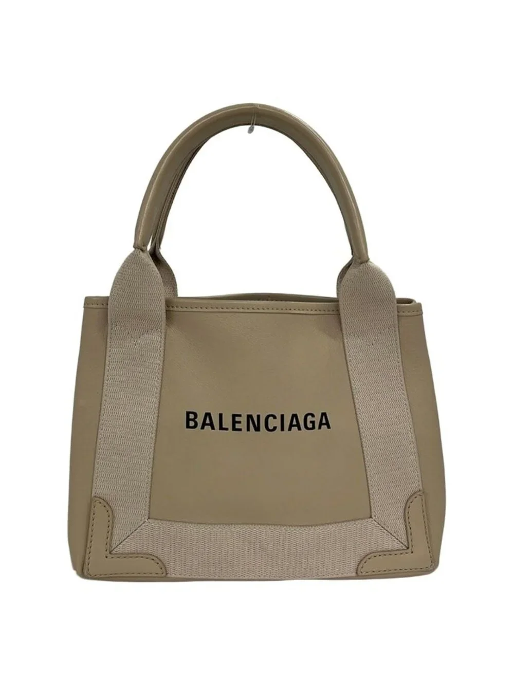Balenciaga Tote Navy Cabas XS Beige Leather
